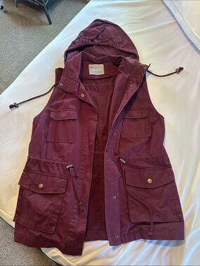 2 Sable Women's Hooded Utility Vest in Deep Wine